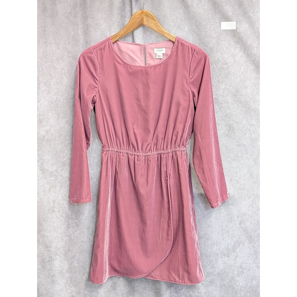 J.Crew Pink Velvet Long Sleeve Tulip Faux Wrap Dress Dusty Rose Size 00